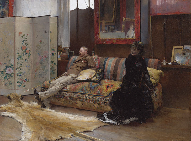 Sulking  Gustave Courtois in his studio